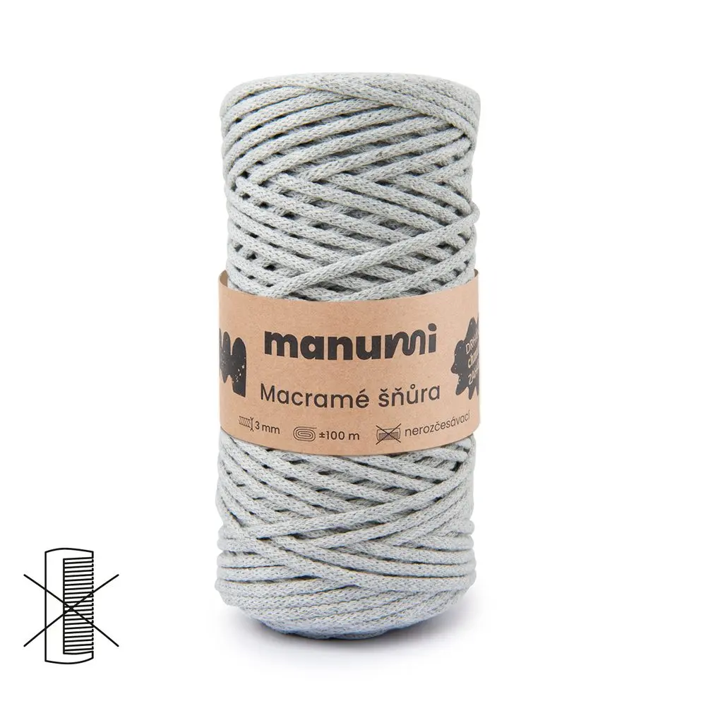 Manumi Macramé šňůra 3mm světle šedá - 3 ks