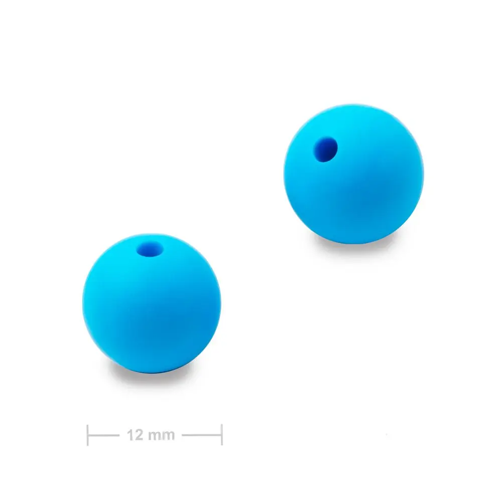 Silikonové kulaté korálky 12 mm Sky Blue - 4 ks