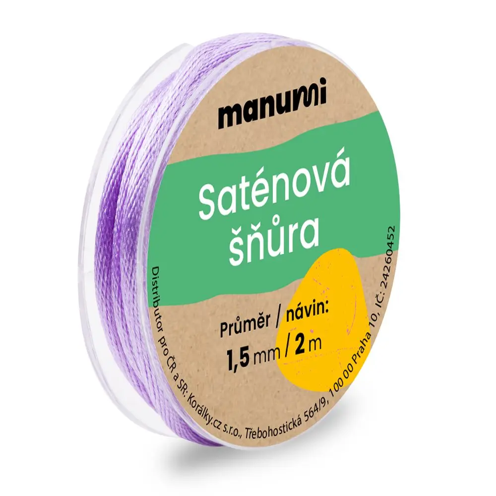 Nylonová saténová šňůra 1,5 mm/2m Lavender - 1 ks
