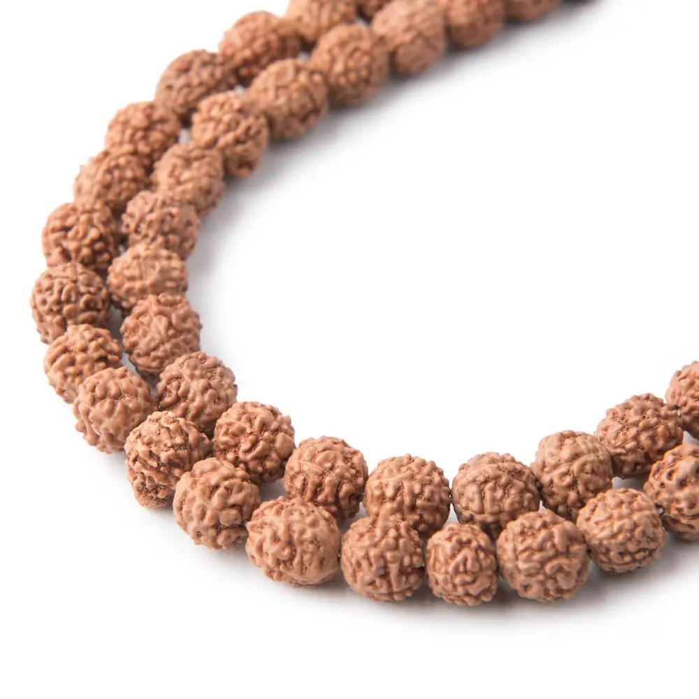 Korálek ze semínka Rudraksha přírodní nebarvený 8 mm - 40 ks