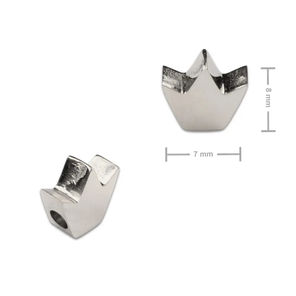 Korálek z chirurgické oceli ve tvaru koruny 7 x 8 mm - 1 ks