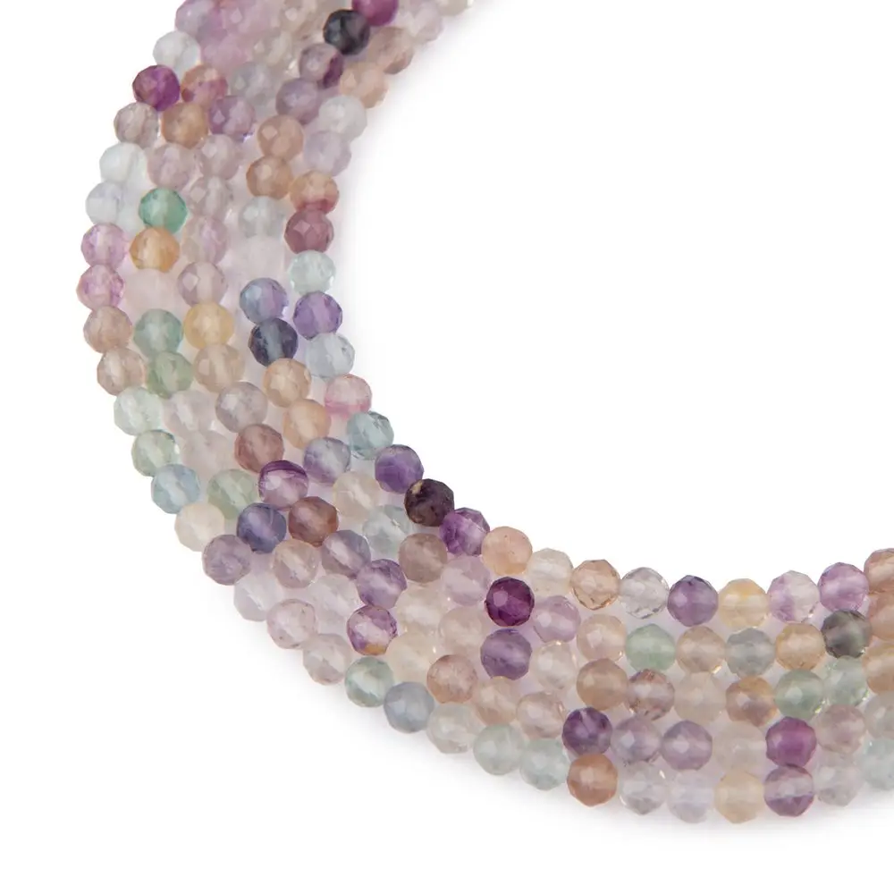 Korálky z minerálu Fluorit 4 mm broušené - 18 cm