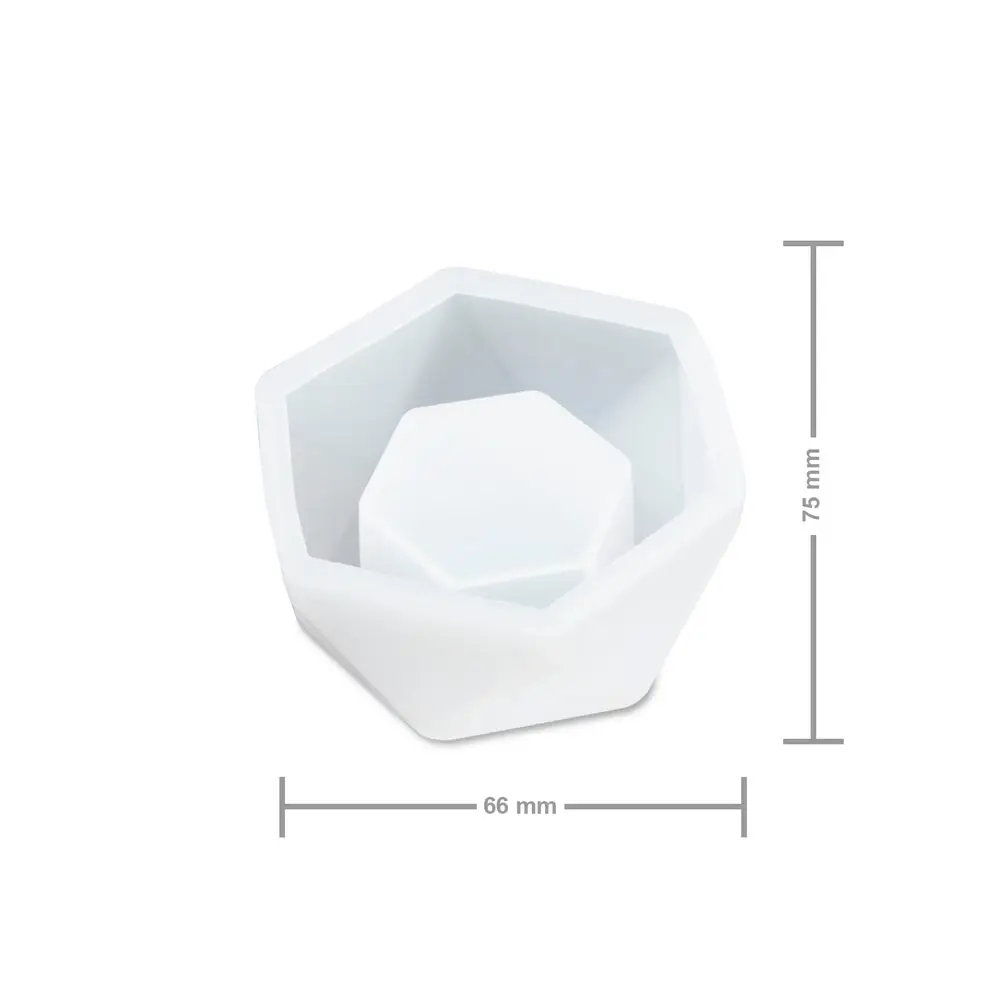Manumi Silikonová forma na odlévání křišťálové pryskyřice hexagon dóza 75x66x37mm -