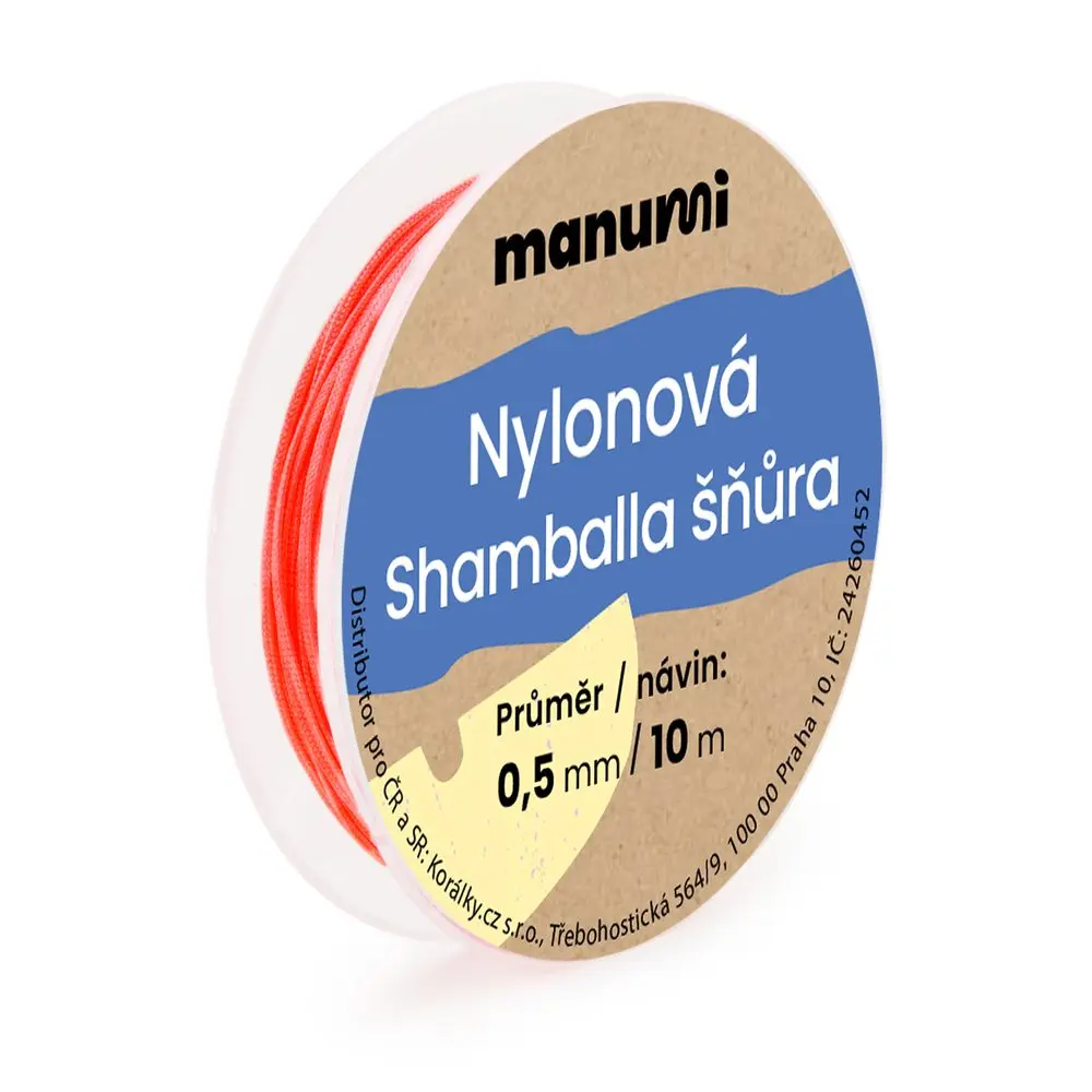 Manumi Nylonová šňůrka na Shamballa náramky 0,5 mm/10m červená č. 6 - 5 ks