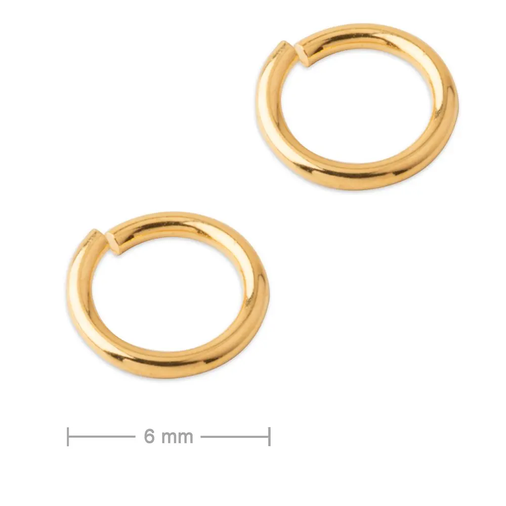 Stříbrný spojovací kroužek 6 mm pozlacený 24K zlatem - 10 ks