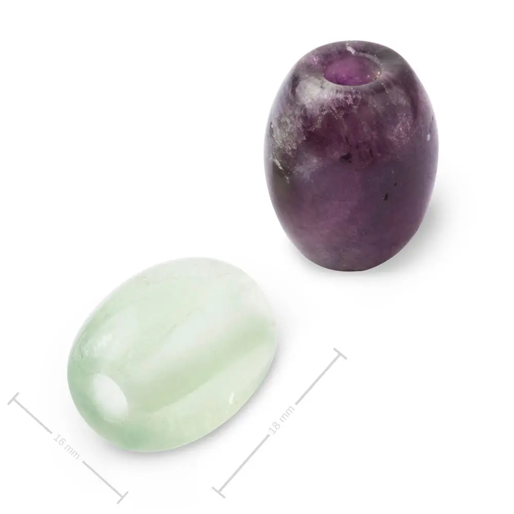 Korálek soudek z minerálu Fluorit s velkým průtahem pro Macramé 18x16 mm - 5 ks