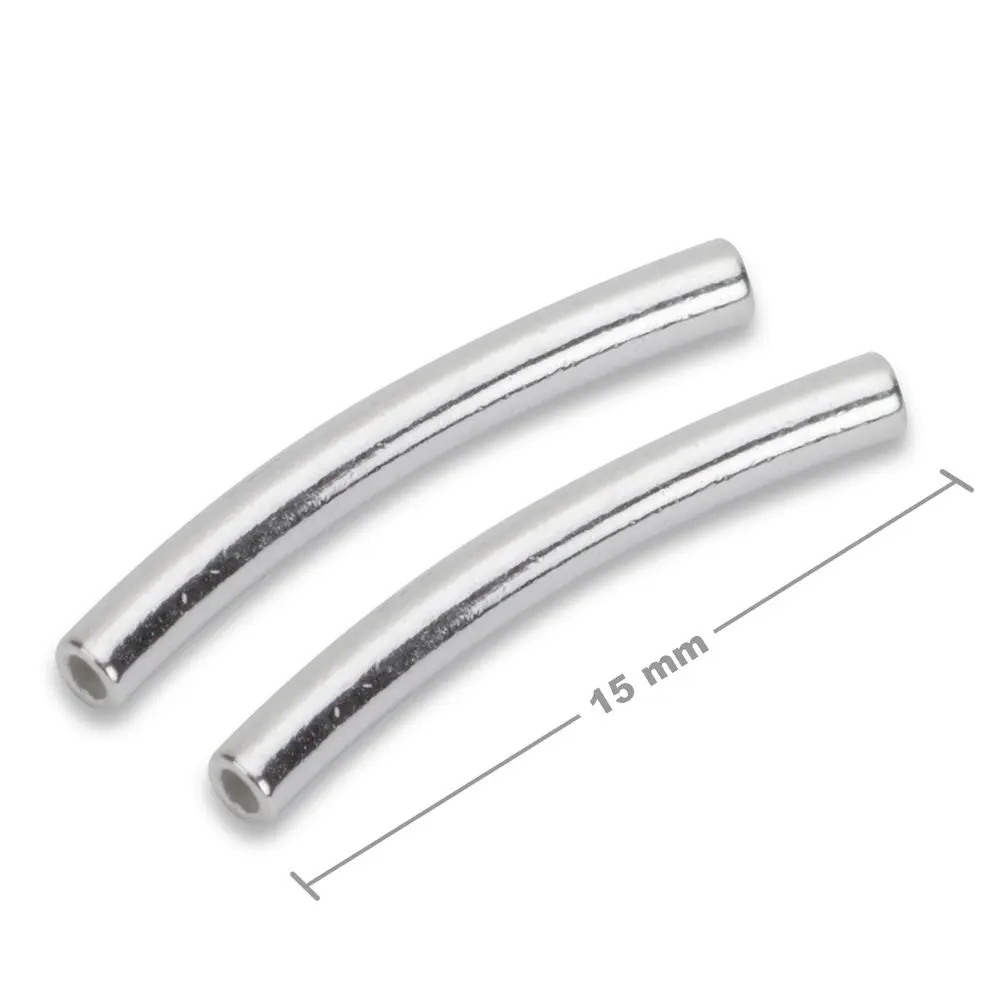 Stříbrná zahnutá distanční trubička 15 x 1,5 mm -