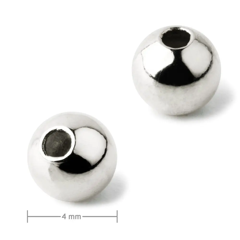 Kovový korálek dutý 4 mm v barvě platiny -