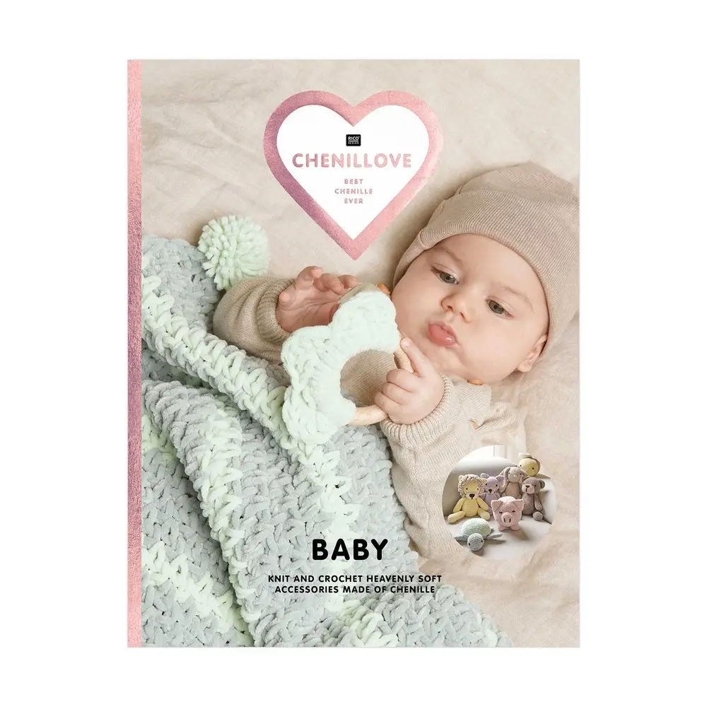 Rico Design Kniha návodů na háčkování a pletení Baby Chenillove anglická verze - 1 ks