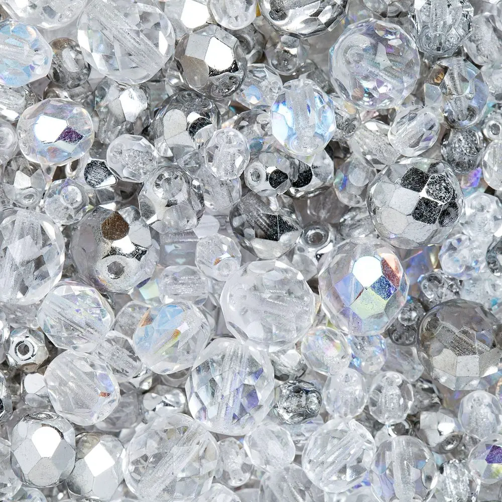 Manumi směs českých broušených korálků Crystal - 100 g