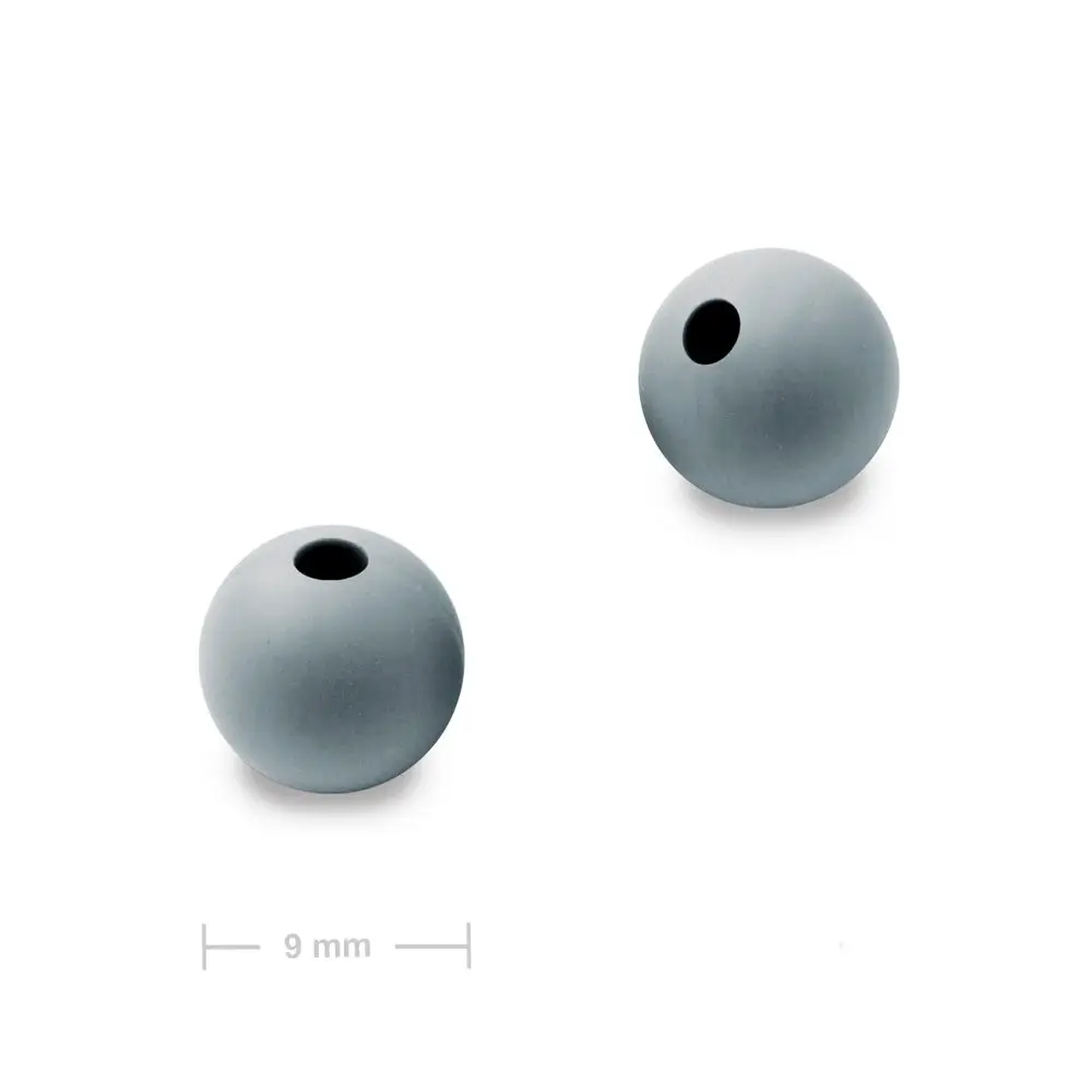 Silikonové kulaté korálky 9 mm Dim Grey - 30 ks