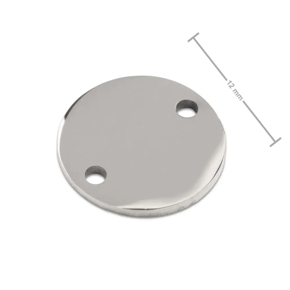 Spojovací díl z chirurgické oceli medailon pro gravírování 12 mm - 1 ks