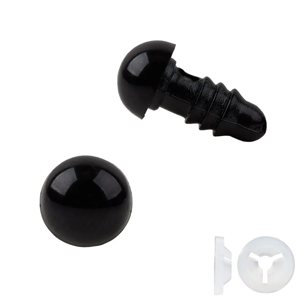 Očička na výrobu hraček ⌀8 mm s bezpečnostním uzávěrem černá - 6 párů