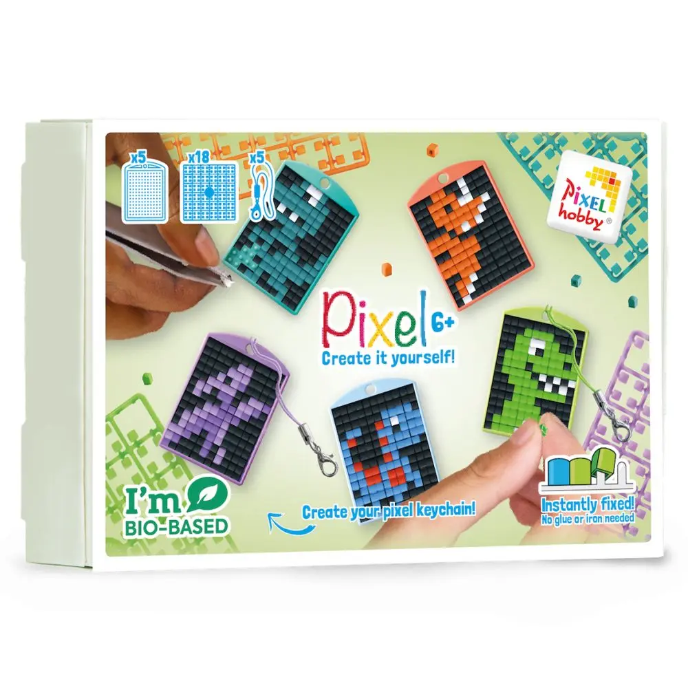 Pixelhobby Sada Pixel klíčenky dinosauři 5 ks -