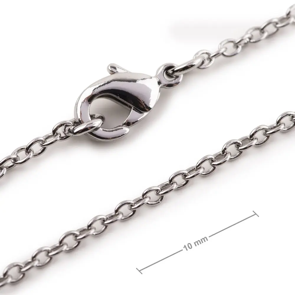 Bižuterní řetízek s 2 mm okem se zapínáním v barvě platiny 50cm - 1 ks
