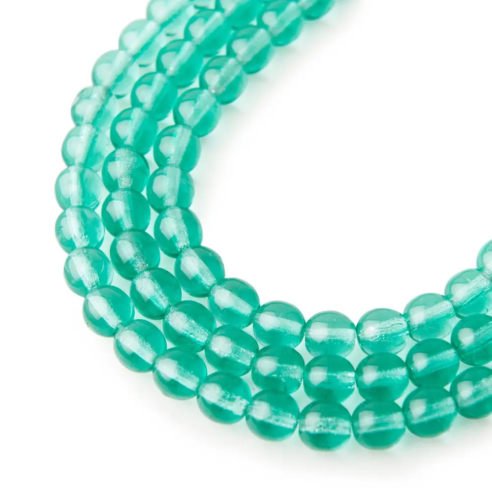 Manumi české skleněné mačkané kuličky 6 mm Green Aquamarine - 150 ks