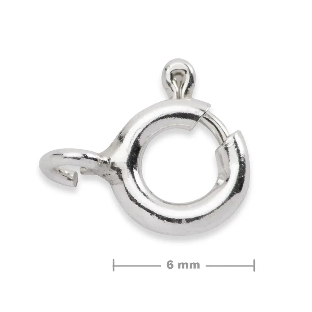 Stříbrný pérový kroužek s příčným očkem 6 mm -