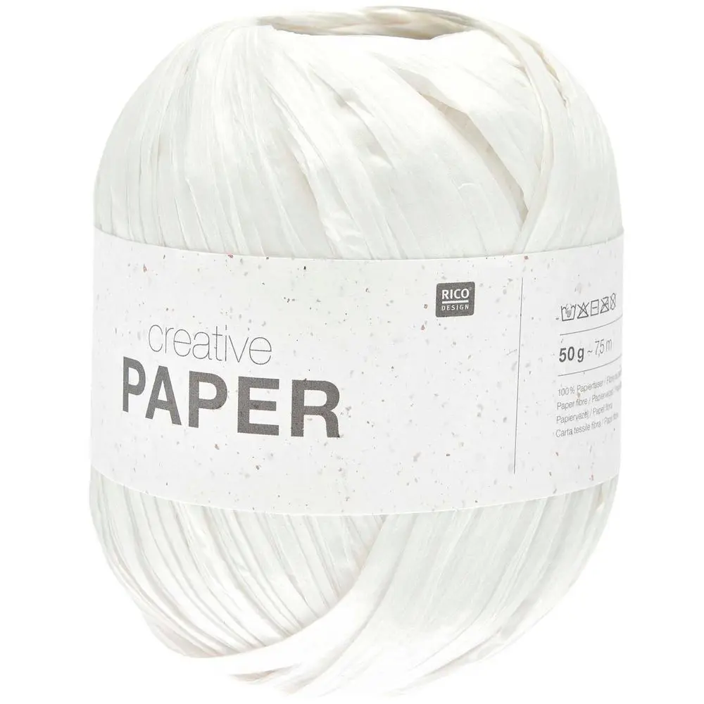 Rico design háčkovací papírová příze Creative paper odstín 001 bílá - 3 ks