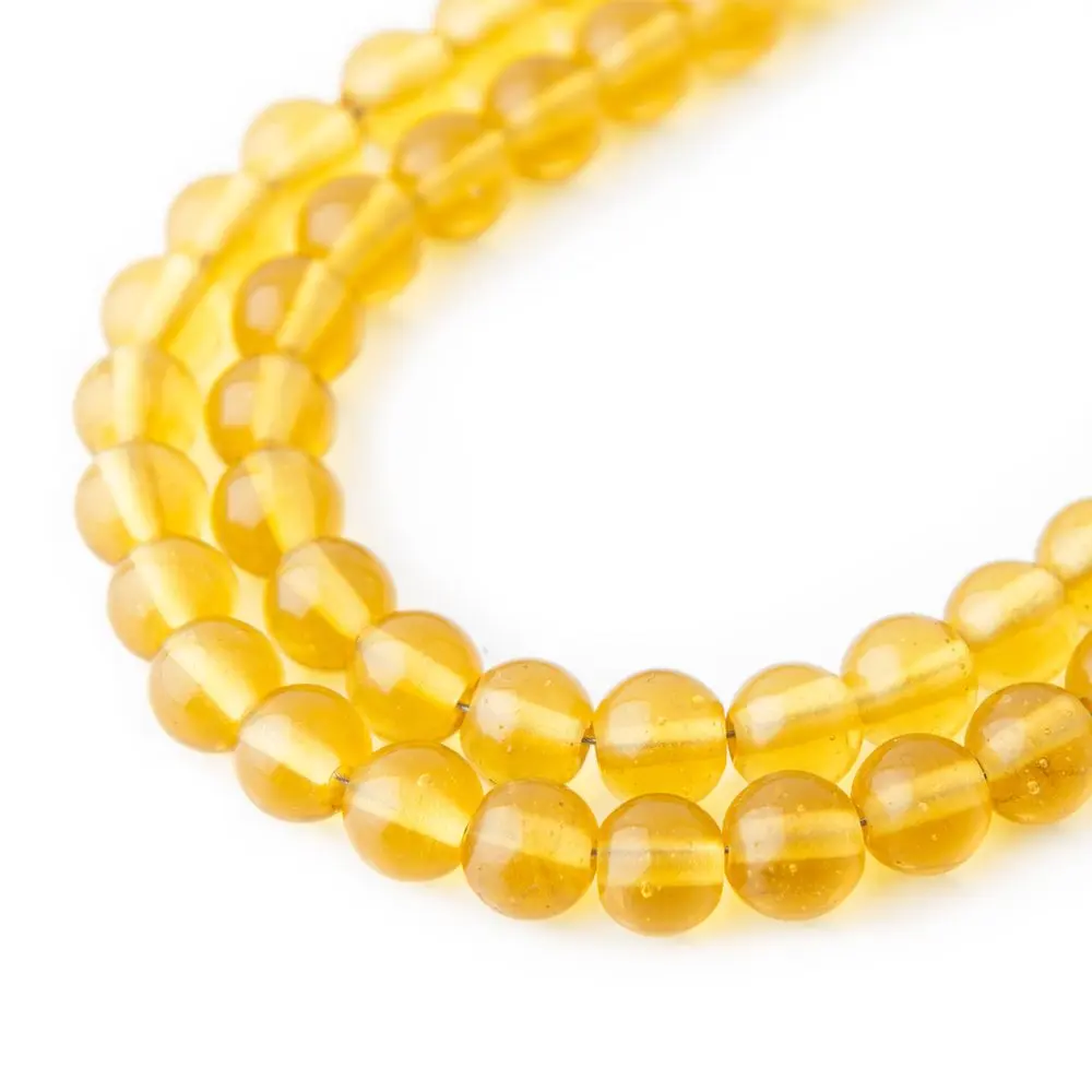 Skleněné Mala korálky 8 mm žluté - 110 ks