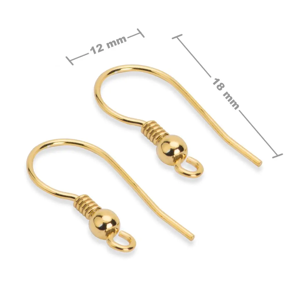 Stříbrné náušnicové háčky 18 x 12 mm pozlacené 24K zlatem -