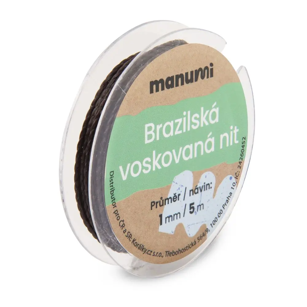 Manumi Brazilská voskovaná nit 1 mm/5m tmavě hnědá - 1 ks