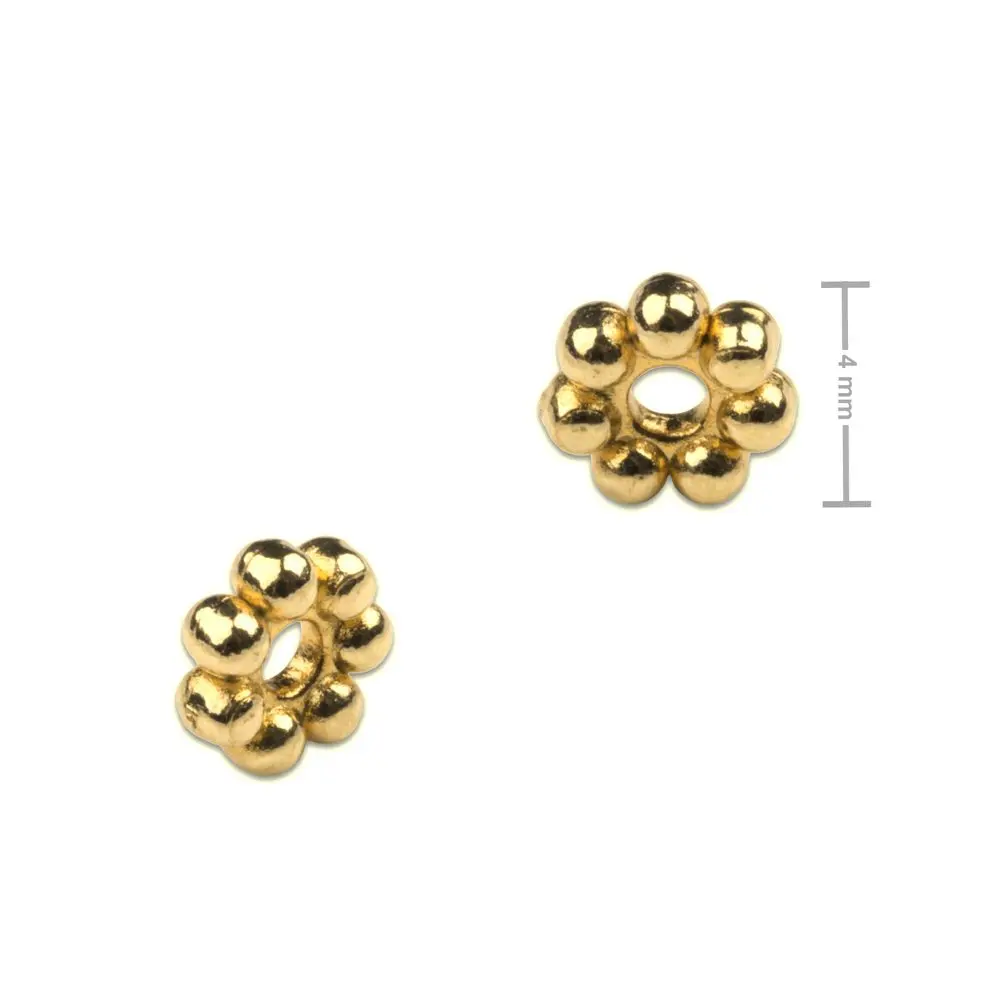 Distanční kroužek z chirurgické oceli květina 4 mm v barvě zlata - 8 ks