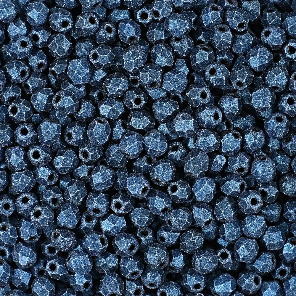 Manumi české broušené korálky 3 mm Metallic Suede Blue - 60 ks