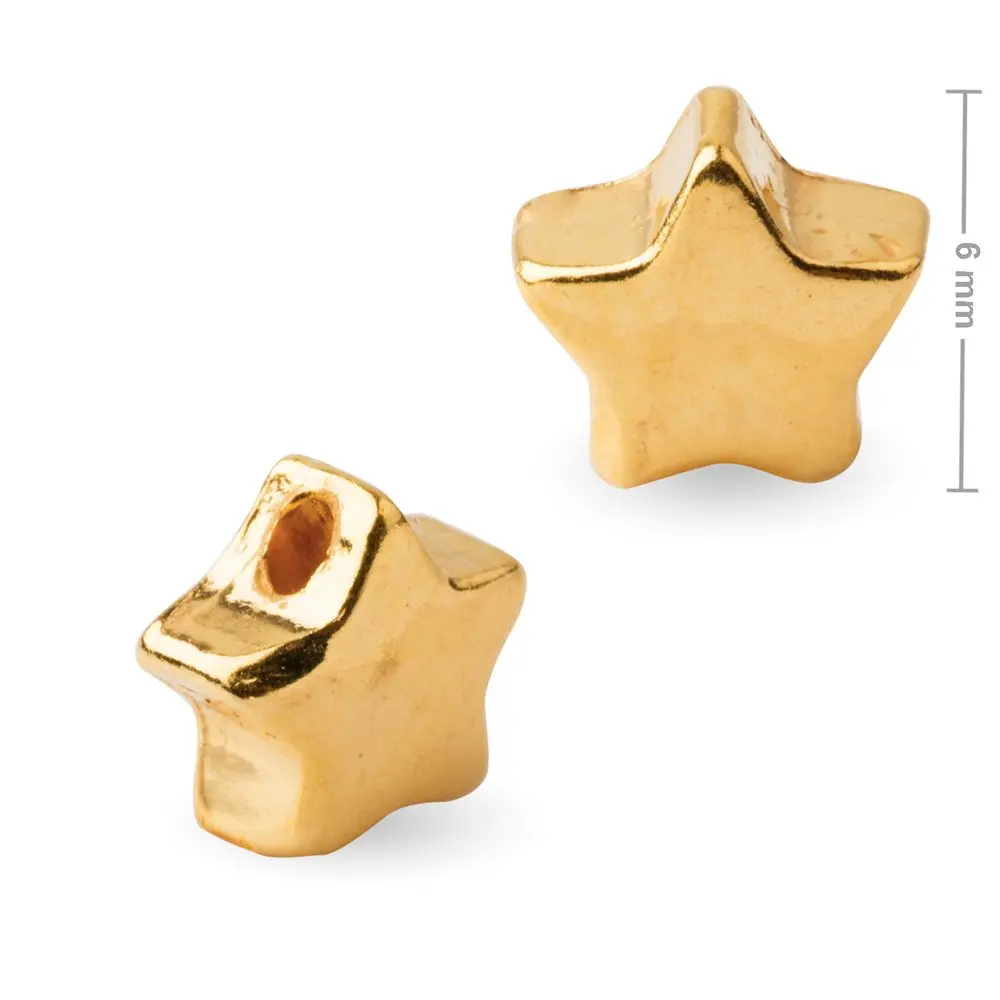 Stříbrný korálek hvězda 6 mm pozlacený 24K zlatem -