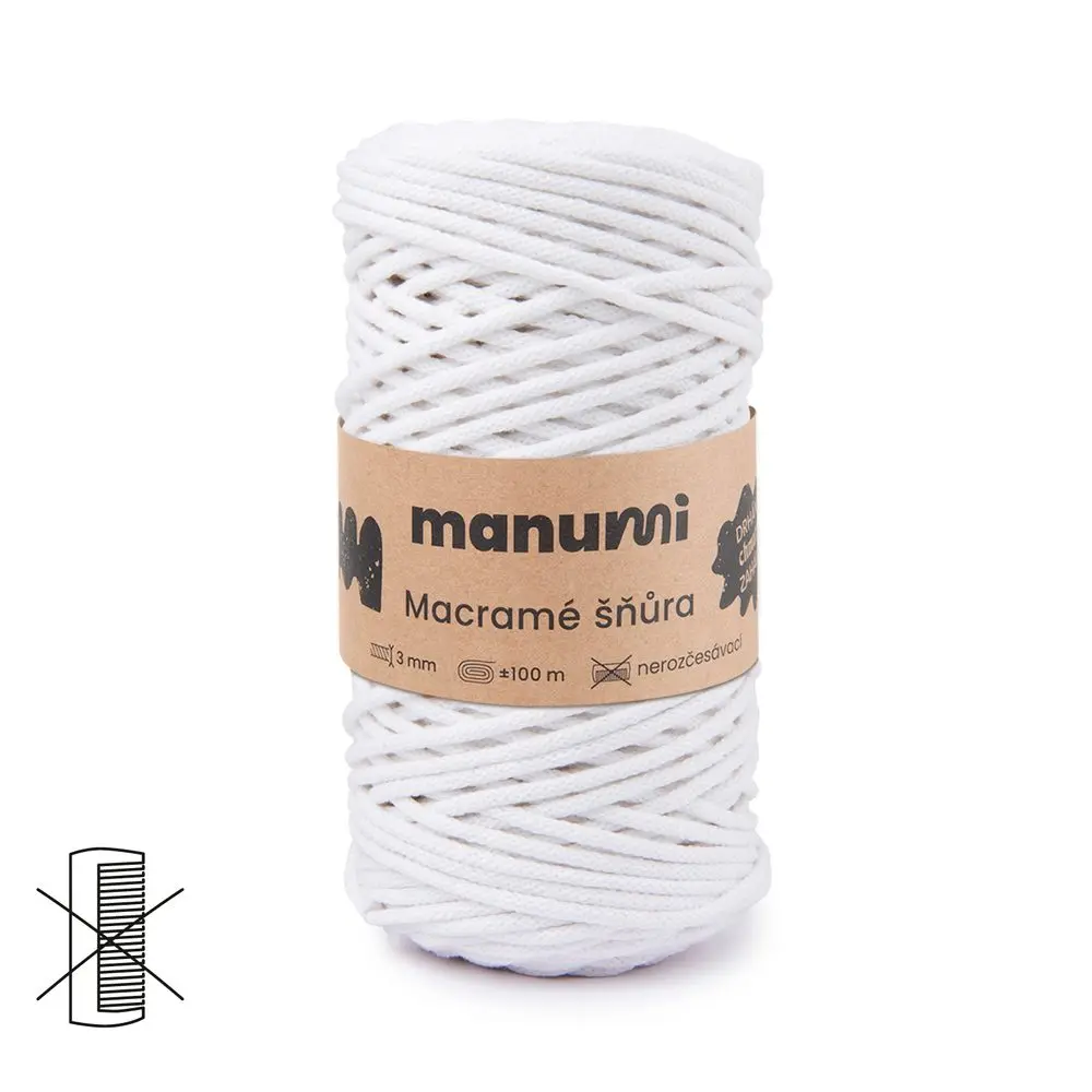 Manumi Macramé šňůra 3mm bílá - 3 ks