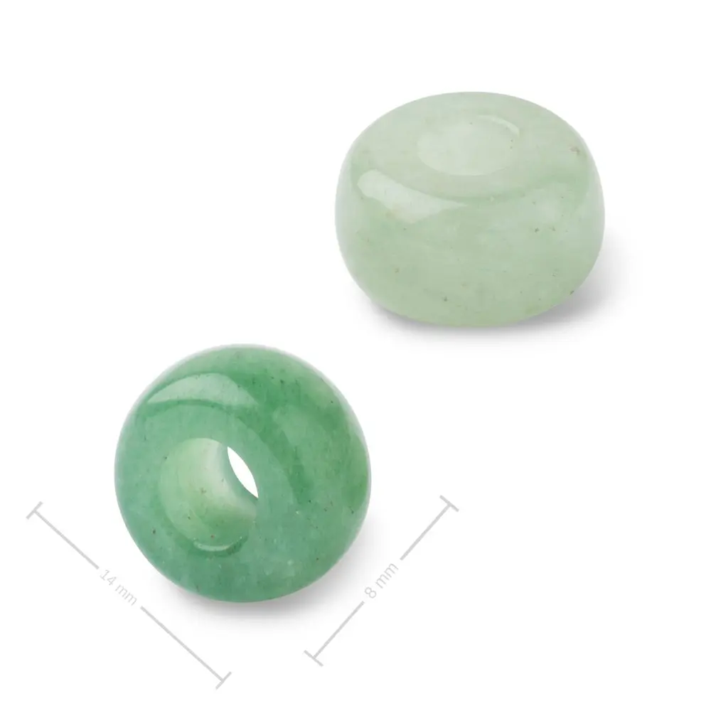Korálek rondelka z minerálu Avanturín s velkým průtahem pro Macramé 14x8 mm - 1 ks