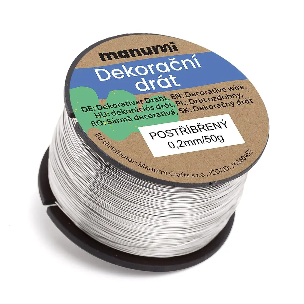 Manumi Postříbřený drát 0,2 mm/50 g - 3 ks