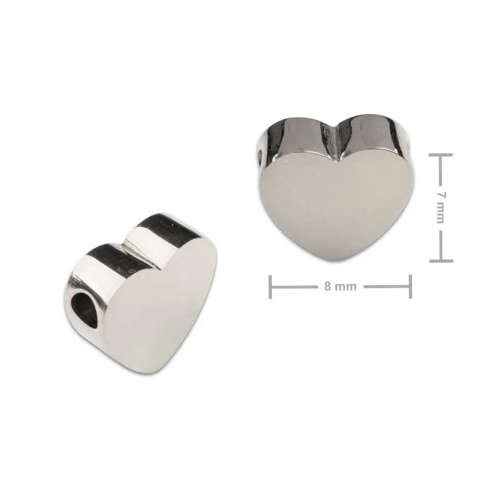 Korálek z chirurgické oceli ve tvaru srdce 7 x 8 mm - 1 ks