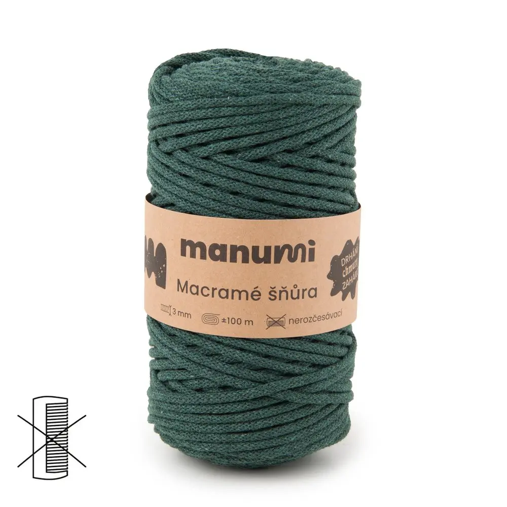 Manumi Macramé šňůra 3mm tmavě zelená - 3 ks