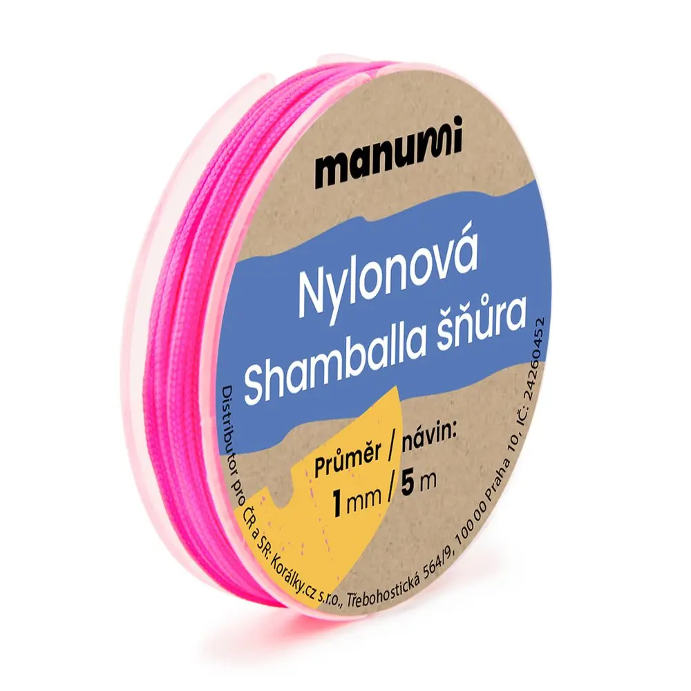 Manumi Nylonová šňůrka na Shamballa náramky 1 mm/5m neonová růžová č. 19 - 1 ks