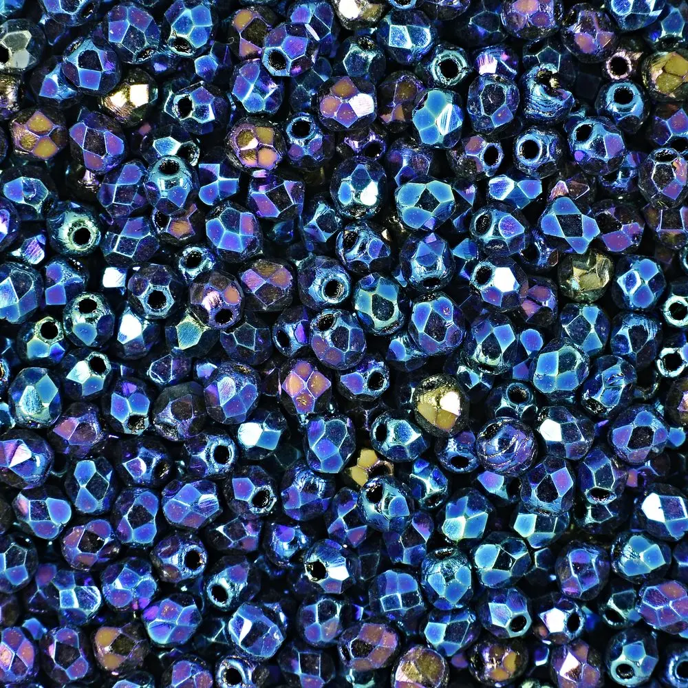 Manumi české broušené korálky 3 mm Iris Blue - 300 ks