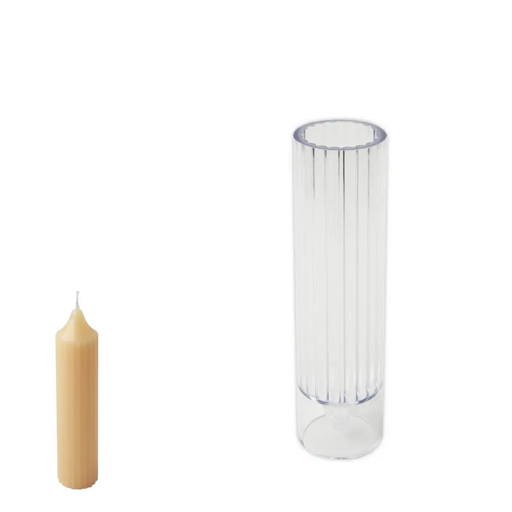 Polykarbonátová forma na svíčku ve tvaru vroubkovaného válce 35x150mm - 3 ks