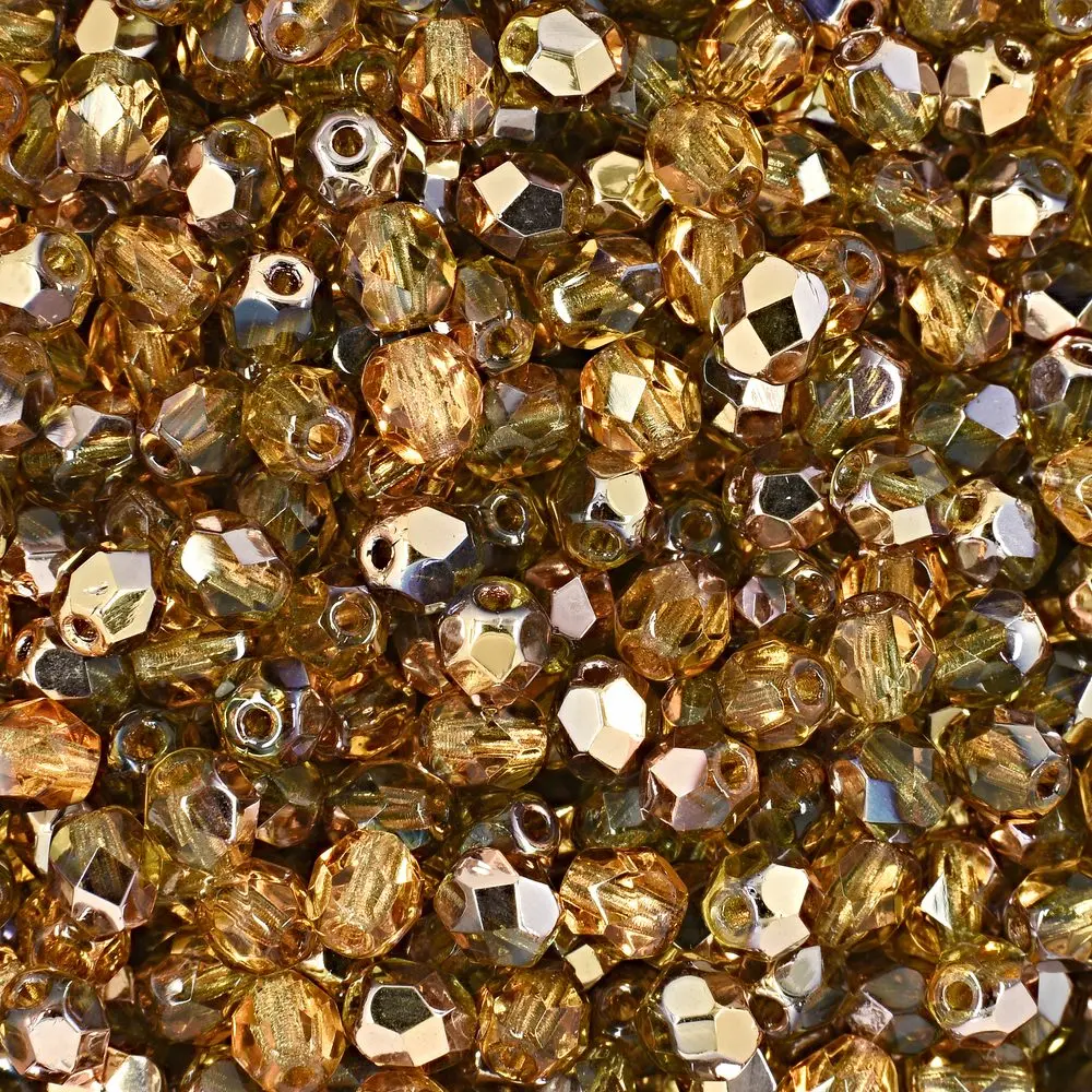 Manumi české broušené korálky 4 mm Copper Med Topaz - 225 ks