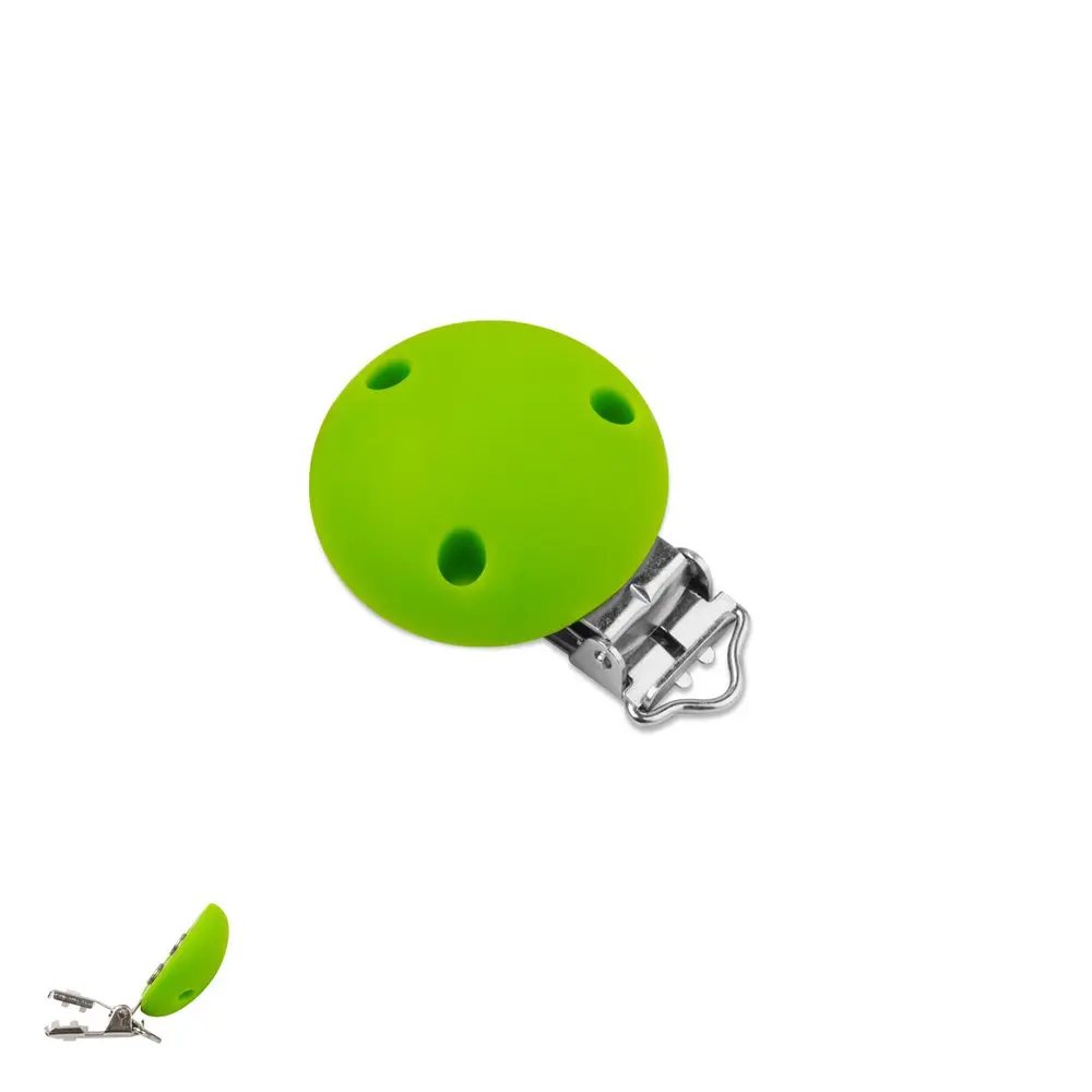 Silikonový klip na dudlík 34 mm s kovovou sponou Chartreuse Green - 1 ks