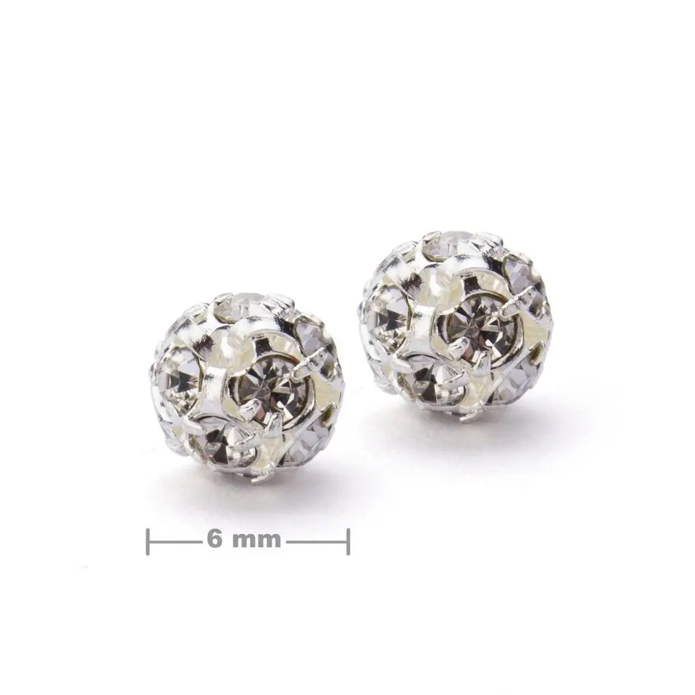 Manumi štrasová kulička 6 mm stříbrná Crystal - 10 ks
