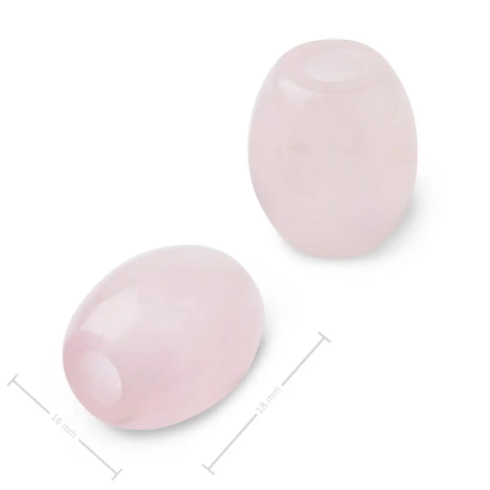 Korálek soudek z minerálu Růženín s velkým průtahem pro Macramé 18x16 mm -