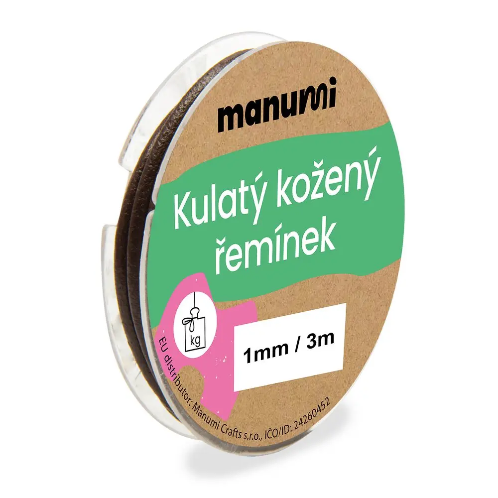Manumi Kulatý kožený řemínek 2 mm/1m hnědý č. 43 - 1 ks