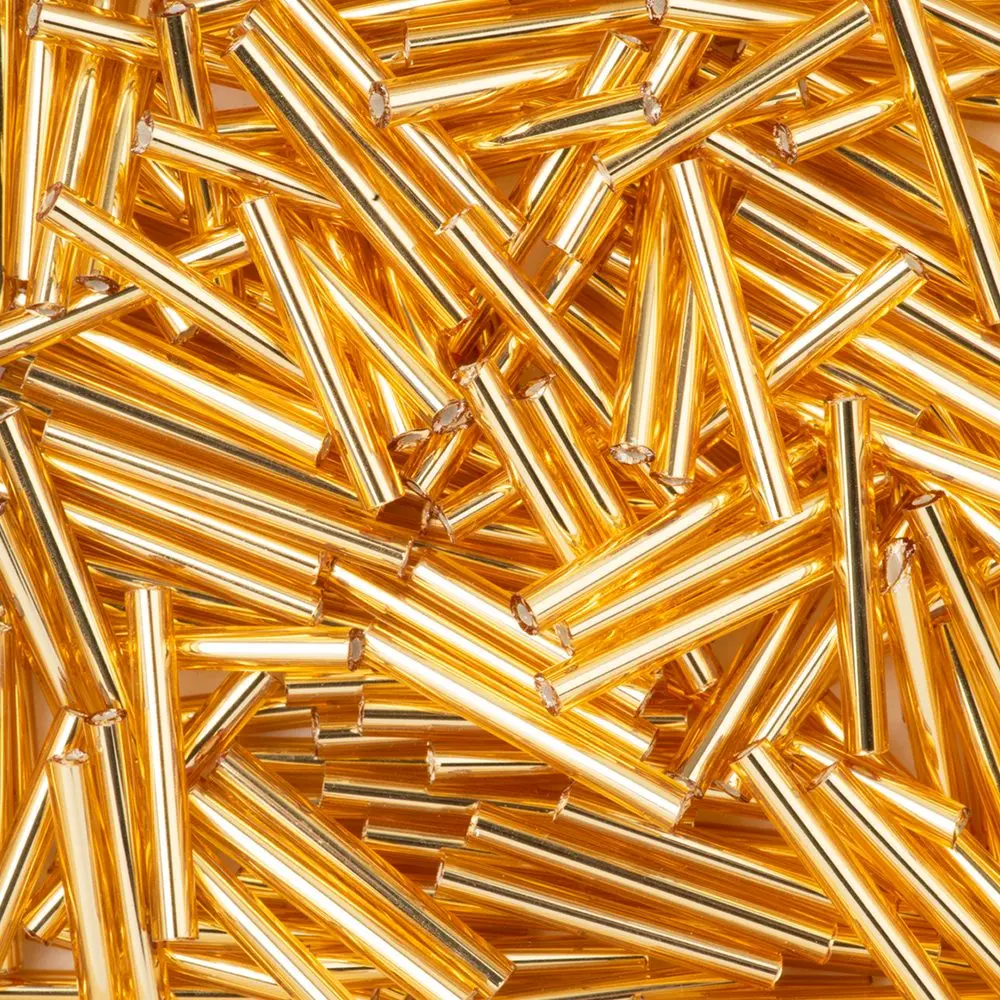PRECIOSA ORNELA Korálky PRECIOSA skleněné trubičky rovné 20 mm zlaté - 75 g