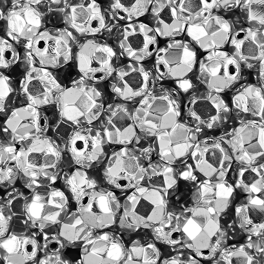 Manumi české broušené korálky 6 mm Silver - 30 ks