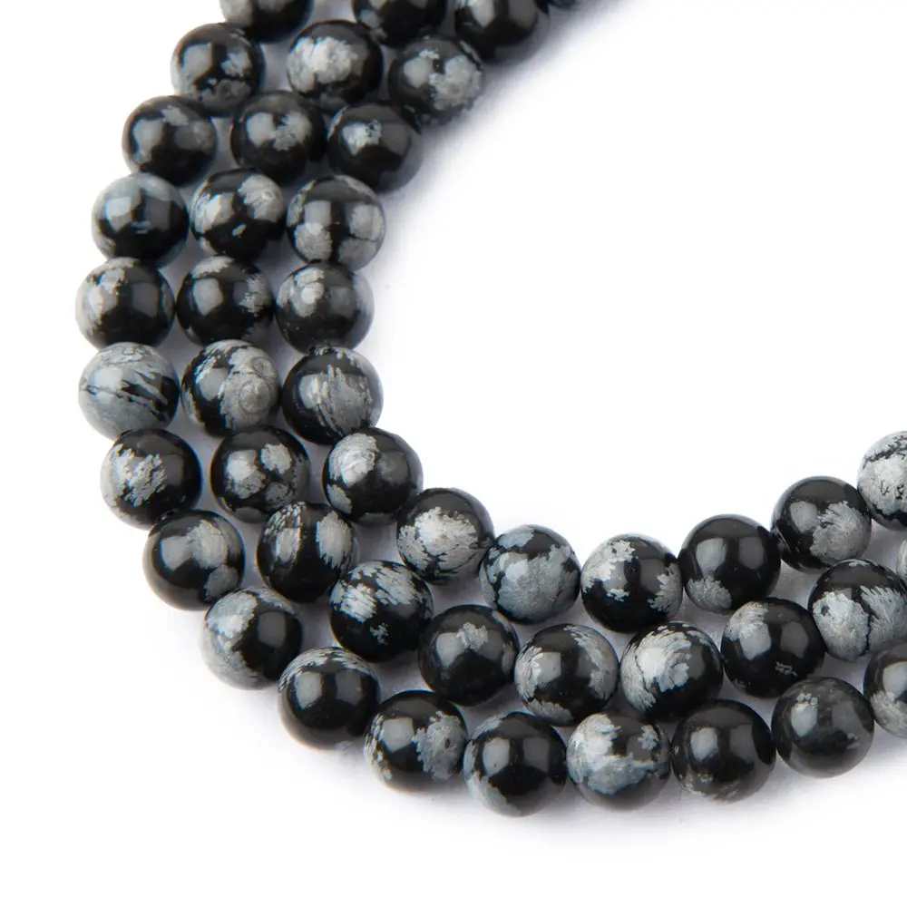 Korálky z minerálu Obsidián vločkový 6 mm - 30 ks
