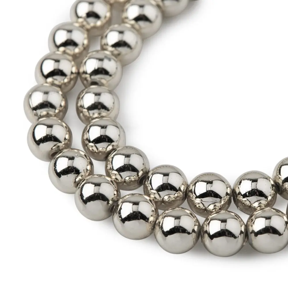 Manumi akrylové metalické perle 8 mm v barvě stříbra - 22 ks