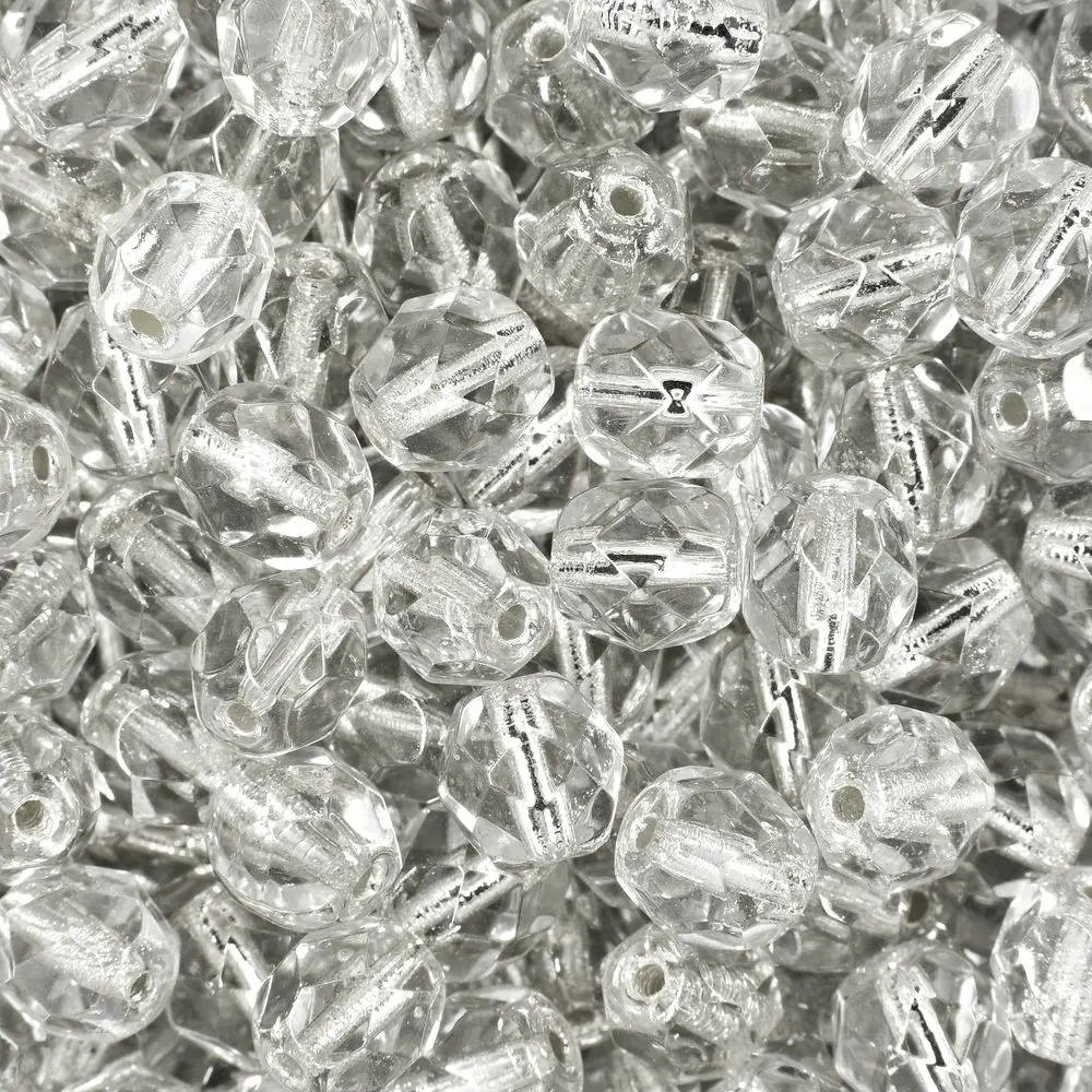 Manumi české broušené korálky 6 mm Crystal Silver Lined - 30 ks