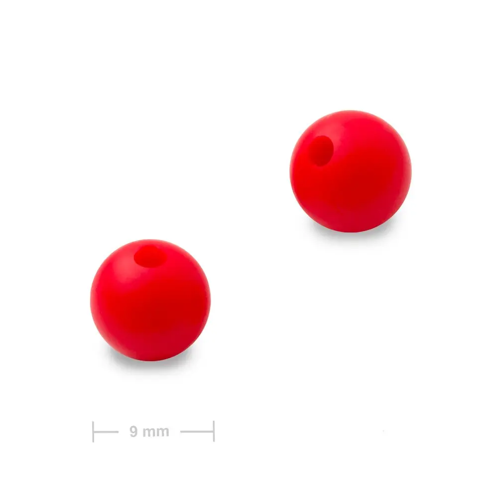Silikonové kulaté korálky 9 mm Rose Red - 30 ks