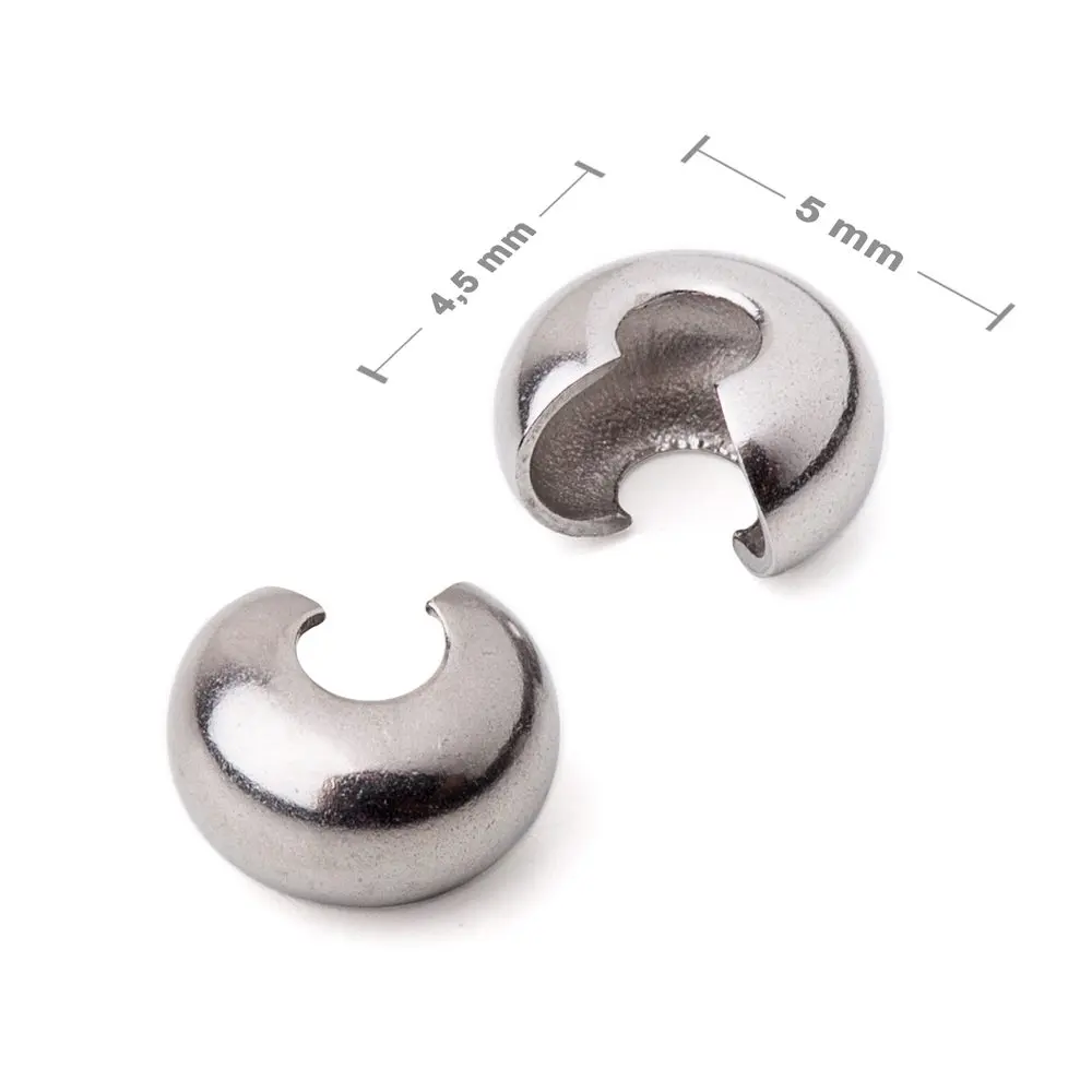 Rokajlové korálky - Kryt zamačkávacího rokajlu z chirurgické oceli 316L 5x4,5 mm - 60 ks