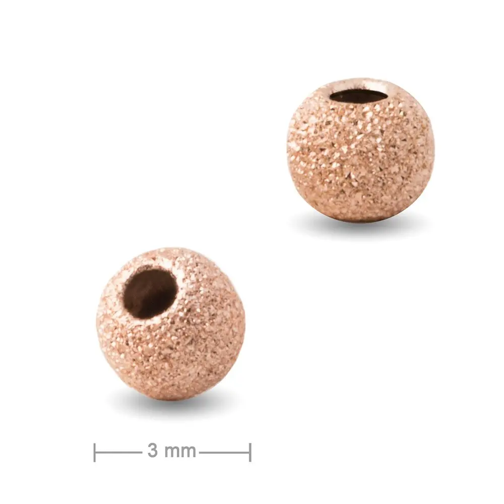 Stříbrný korálek stardust 3 mm pozlacený 18K růžovým zlatem -