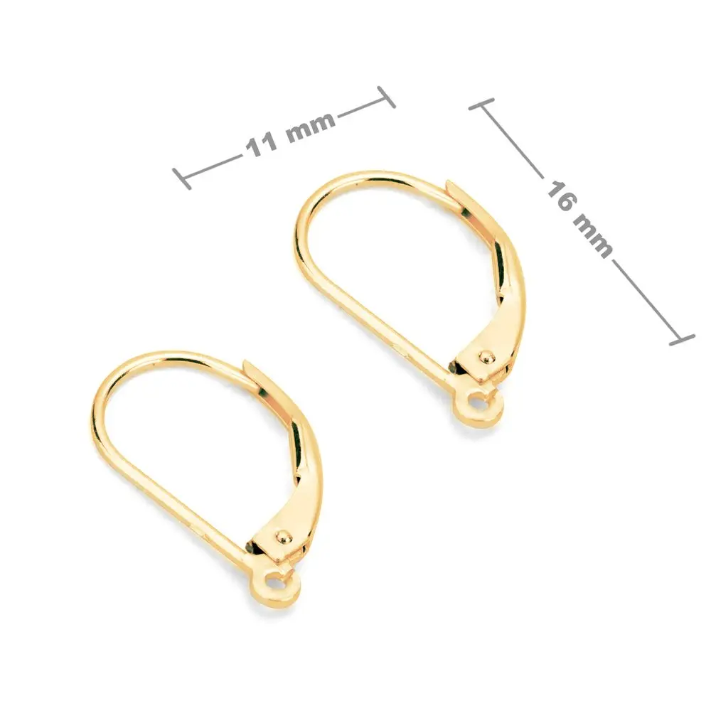 Stříbrné mechanické náušnicové háčky 16 x 11 mm pozlacené 24K zlatem -